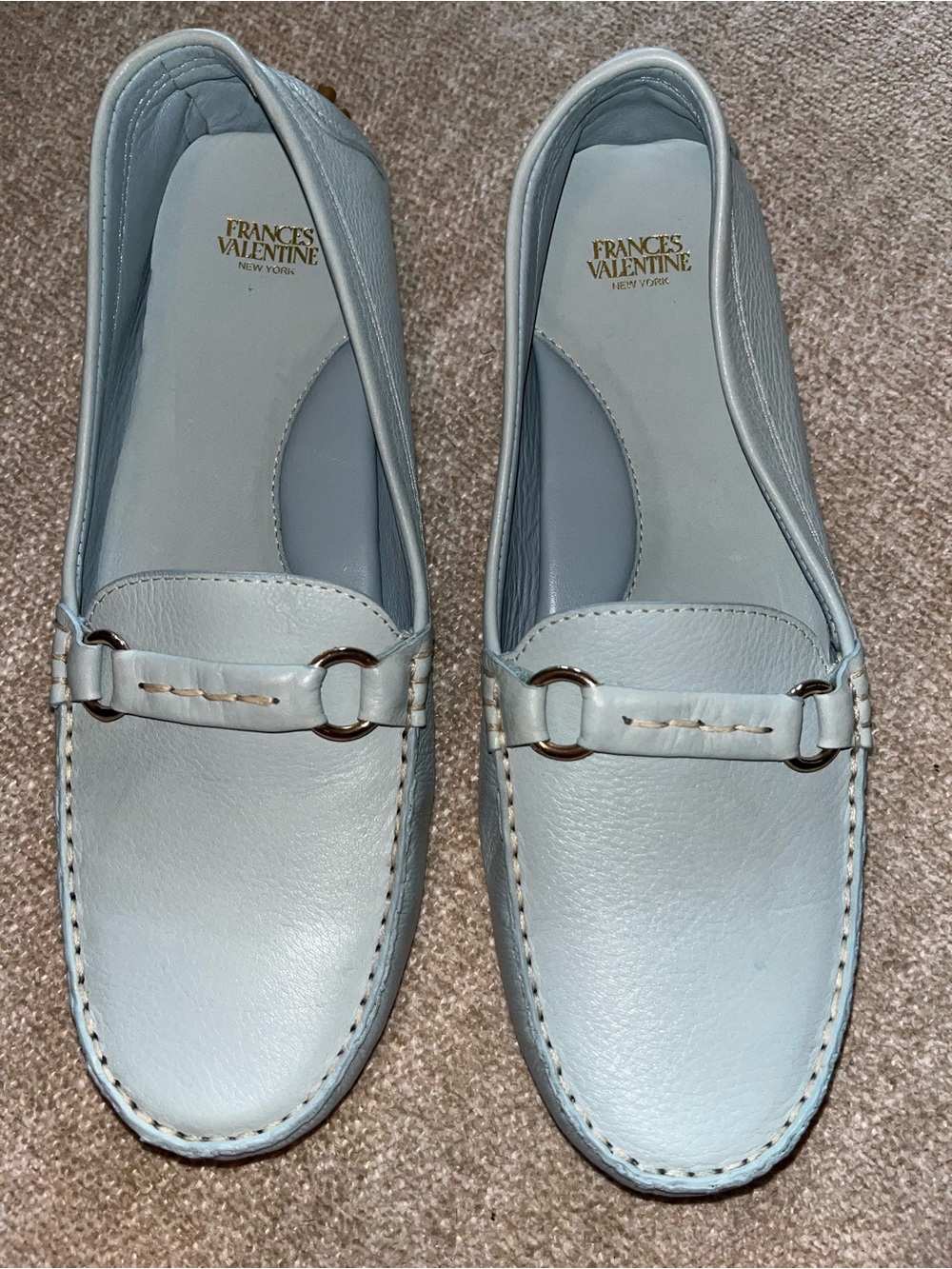 Frances Valentine Light Blue Leather Bit Loafers